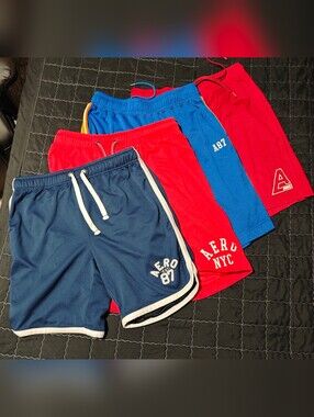 4 Pairs of Aeropostale Men's Basketball Mesh Shorts 2 Blue M / Red XS / Red M